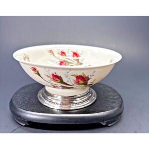 Vintage Rosenthal Porcelain Bowl Footed Sterling Silver Base, Selb-Germany 5.5"